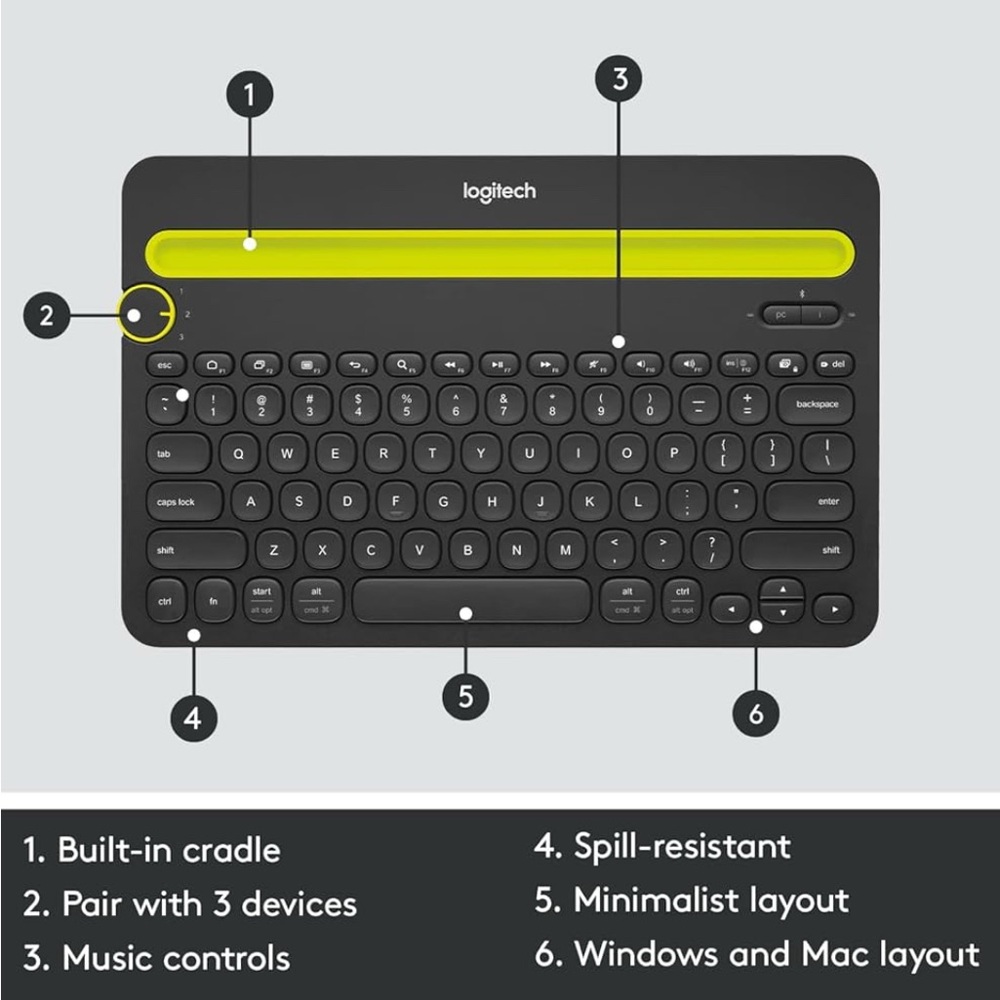Logitech Bluetooth Multi-Device Keyboard K480 - Picture 3 of 6